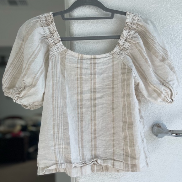 Madewell Linen-Blend Square-Neck Button-Front Top: Undyed Edition - Picture 6 of 8